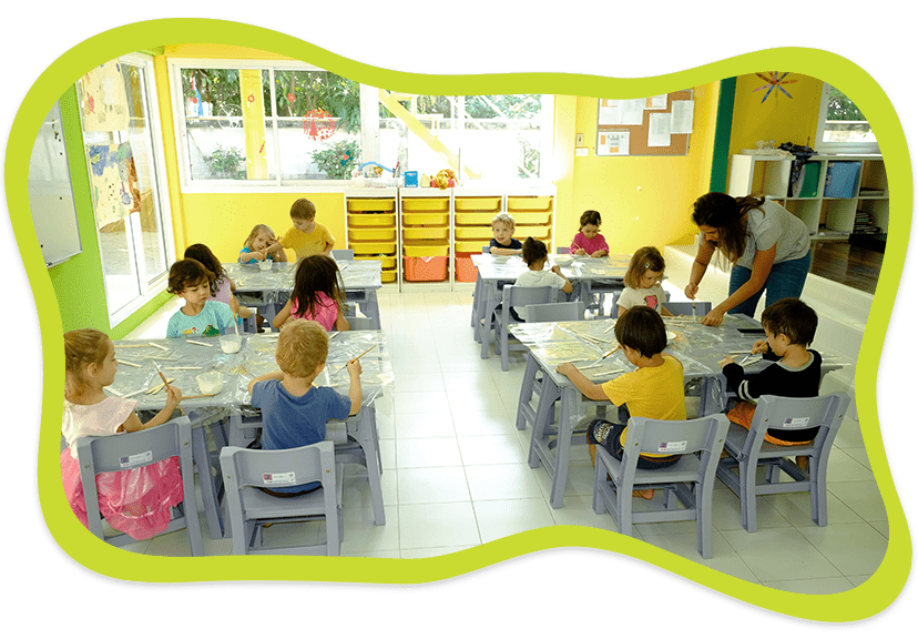 Children learning and studying at French Nursery and International Kindergarten at Centre Acacia in Bangkok